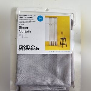 Room Essentials Sheer Curtain 60 X  84' Gray BNIB